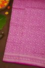 Banarasi Silk Rani Pink Saree With Florals And Elephants Border