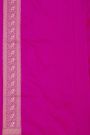 Banarasi Silk Rani Pink Saree With Florals And Elephants Border
