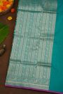 Banarasi Silk Teal Blue Saree With Florals And Pecocks Body