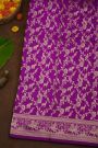 Banarasi Silk Violet Saree With Florals Jaal And Animals Body