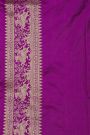 Banarasi Silk Violet Saree With Florals Jaal And Animals Body