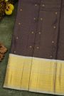 Kancheepuram Silk Purple Saree With Gold Buttas And Brown Zari Border With Traditional Woven Motifs