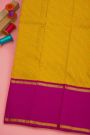 Kancheepuram Silk Yellow Saree With Ganga Jamuna Gap Border