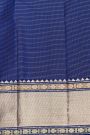Kancheepuram Silk Royal Blue Saree With Florals In Circles Body And Self Cross Lines Border