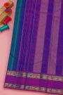 Kancheepuram Silk Peacock Blue Saree With Zari Checks Body Gap Border