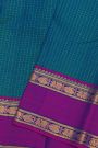 Kancheepuram Silk Peacock Blue Saree With Zari Checks Body Gap Border