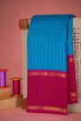 Kancheepuram Silk Sky Blue Saree With Kattam Checks
