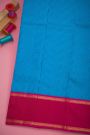 Kancheepuram Silk Sky Blue Saree With Kattam Checks