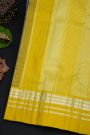 Kancheepuram Silk Navy Blue Saree With Zari Checks Body Peacocks Border