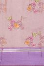 Fancy Kora Dual Colour Saree With Florals And Leaves In Thread Work Body And Contrast Cross Lines Border And Zari Lines Pallu