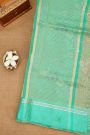 Fancy Kora Dual Colour Saree With Florals And Leaves In Thread Work Body And Contrast Cross Lines Border