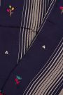 Fancy Tussar Black Saree With Lines And Florals Body And Kaddi Pallu