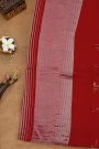Fancy Tussar Red Saree With Lines And Florals Body And Kaddi Pallu