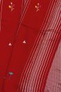 Fancy Tussar Red Saree With Lines And Florals Body And Kaddi Pallu