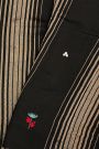 Fancy Tussar Black Saree With Lines And Florals Body And Kaddi Pallu