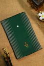 Fancy Tussar Bottle Green Saree With Lines And Florals Body And Kaddi Pallu