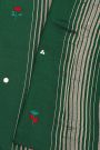 Fancy Tussar Bottle Green Saree With Lines And Florals Body And Kaddi Pallu