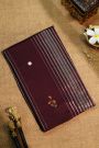 Fancy Tussar Wine Saree With Lines And Florals Body And Kaddi Pallu