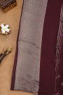 Fancy Tussar Wine Saree With Lines And Florals Body And Kaddi Pallu