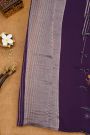 Fancy Kora Navy Blue Saree With Lines And Florals Body And Kaddi Pallu