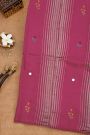 Fancy Tussar Magenta Saree With Lines And Florals Body And Kaddi Pallu