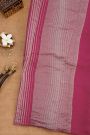 Fancy Tussar Magenta Saree With Lines And Florals Body And Kaddi Pallu
