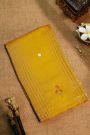 Fancy Tussar Yellow Saree With Lines And Florals Body And Kaddi Pallu