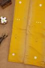 Fancy Tussar Yellow Saree With Lines And Florals Body And Kaddi Pallu