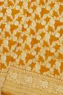 Banarasi Silk Mustard Yellow Saree With All Over Leafs Jaal