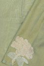 Fancy Tussar Dual Colour Saree With Florals And Leaves In Thread Work Body And Floral Brocade Pallu