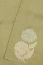 Fancy Tussar Pista Green Saree With Florals And Leaves In Thread Work Body And Floral Brocade Pallu
