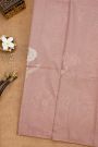 Fancy Tussar Onion Pink Saree With Florals And Leaves In Thread Work Body And Brocade Pallu