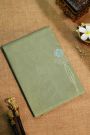 Fancy Tussar Sage Green Saree With Florals And Leaves In Thread Work Body And Brocade Pallu