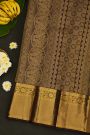 Kancheepuram Silk Brown Saree With Florals And Parrots Body