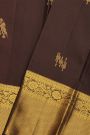 Kancheepuram Silk Brown Saree With Florals And Parrots Body