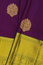 Kancheepuram Silk Purple Saree With Florals And Paisleys Body
