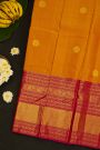 Kancheepuram Silk Mustard Saree With Yalis And Peacock Border