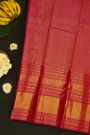 Kancheepuram Silk Mustard Saree With Yalis And Peacock Border