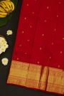 Kancheepuram Silk Red Saree With Small Buttas Body Self Border