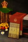Kancheepuram Silk Rust Saree With Diamond And Yalis Contrast Border