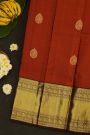 Kancheepuram Silk Rust Saree With Diamond And Yalis Contrast Border