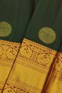 Kancheepuram Silk Bottle Green Saree With Mayil And Annam Korvai Border