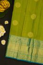 Kancheepuram Silk Parrot Green Saree With Peacock And Yalis Border