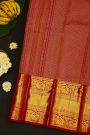 Kancheepuram Silk Mustard Saree With Big Buttis Body Long Contrast Border
