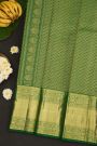 Kancheepuram Silk Parrot Green Saree With Mango Paisley Body And Self Border