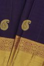 Kancheepuram Silk Violet Saree With Mango Paisley Buttis Body