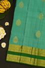 Kancheepuram Silk Sea Green Saree With Paisley Motifs Body Gap Border