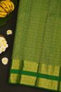 Kancheepuram Silk Sea Green Saree With Paisley Motifs Body Gap Border