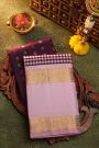 Kancheepuram Silk Wine Saree With Floral Buttis Body And Contrast Florals In Gap Border