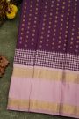 Kancheepuram Silk Wine Saree With Floral Buttis Body And Contrast Florals In Gap Border